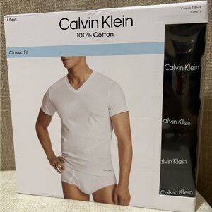 NEW | Calvin Klein Men's Black V-Neck T-Shirt 4-Pack | Size Small